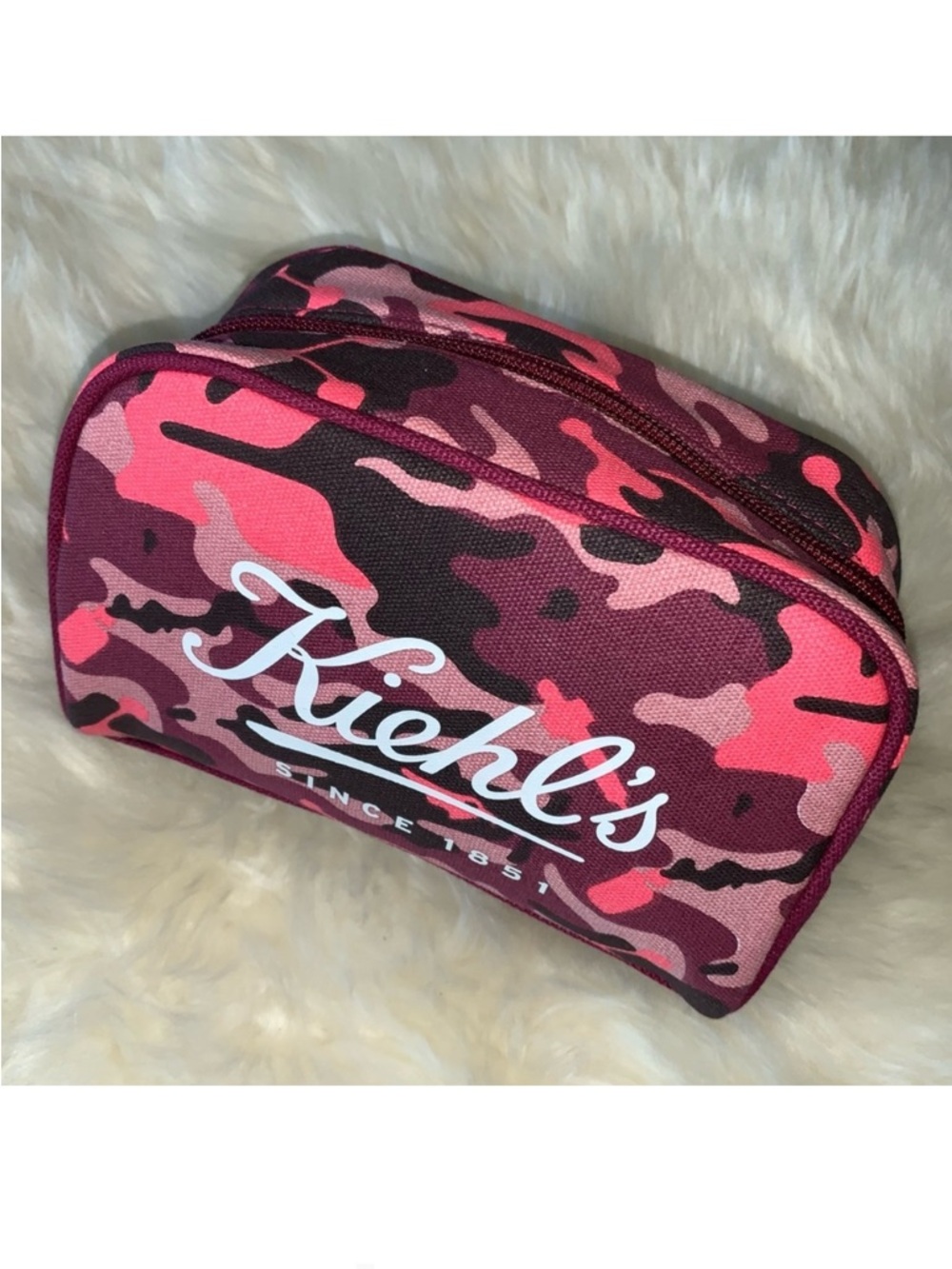 NEW! KIEHLβS Pink Camo Canvas Cosmetic Travel Bag, NEW!